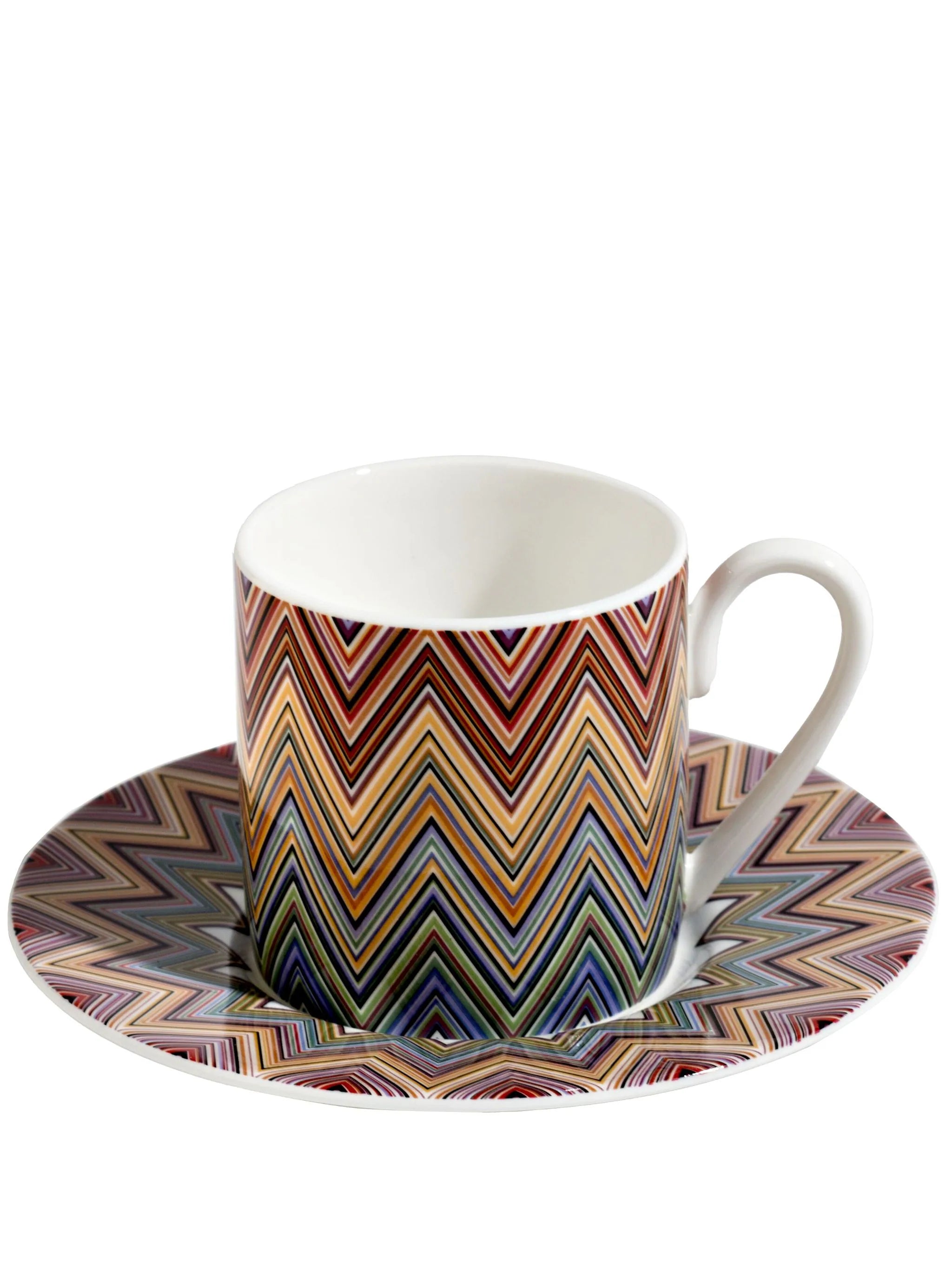 MISSONI - TAZA DE CAFÉ Y PLATO - Forma cilíndrica - SET 2 UDS